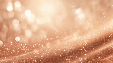 This stunning rose gold glitter background features a soft bokeh effect, perfect for adding elegance and luxury to designs for weddings, parties, or special events.の素材