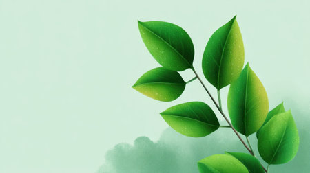 A stunning representation of fresh green leaves showcasing nature's beauty against a soft green background, ideal for designs focused on freshness and tranquility.の素材