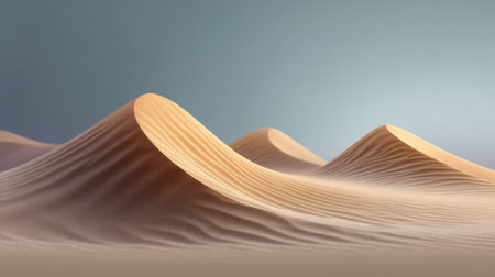 This image captures the serene beauty of gentle sand dunes under soft light, showcasing intricate patterns and textures that evoke a sense of tranquility and vastness.の素材