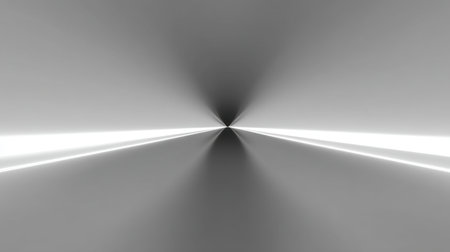 This abstract image features a monochrome light tunnel that draws the viewer into a serene and infinite space, showcasing smooth gradients and radiating lines.の素材