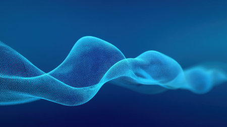 This abstract image features a mesmerizing blue wave pattern, exemplifying fluid motion and depth within a digital context, ideal for creative and modern projects.の素材