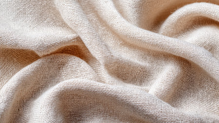 This image showcases a close-up view of soft, textured fabric in a gentle cream hue, highlighting intricate weave patterns perfect for creative projects in fashion and home decor.の素材