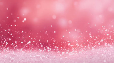 This image features a soft pink background adorned with delicate snowflakes, creating a whimsical and dreamy atmosphere ideal for holiday projects and seasonal designs.の素材