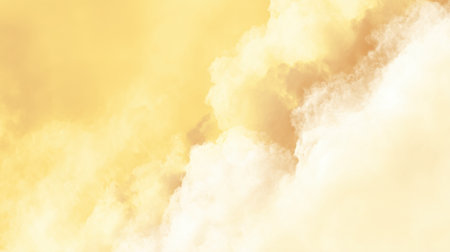 Beautifully soft yellow clouds with hints of white create a serene and dreamy atmosphere, perfect for use in artwork, backgrounds, and calming designs.の素材