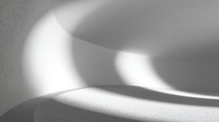 This image showcases an abstract play of light and shadows against a smooth textured surface, creating a serene, minimalistic environment perfect for artistic projects.の素材