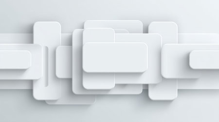 This abstract design features overlapping white rectangles and squares on a light gray background, embodying a modern minimalist aesthetic perfect for various creative projects.の素材
