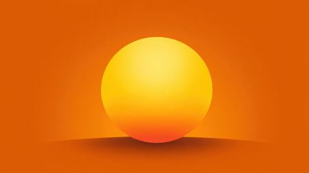 A vibrant yellow sun positioned against a warm orange background evokes feelings of tranquility and relaxation, ideal for design and artistic projects.の素材