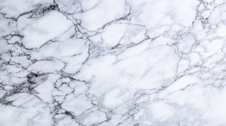 Elegant close-up of a white marble surface displaying intricate grains and veins. Ideal for use in interior design, architecture, and construction projects.の素材