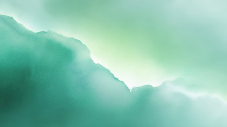 A calming abstract watercolor illustration featuring soft green hues and misty elements, perfect for creative projects, backgrounds, and modern decor.の素材