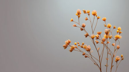 This stunning image showcases delicate orange flowers with soft petals, gracefully arranged against a light gray background, ideal for design or decor inspiration.の素材