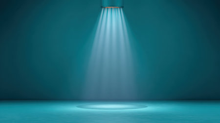 A captivating visual featuring dramatic blue lighting with rays illuminating a focused area on a modern background, ideal for various artistic and design projects.の素材