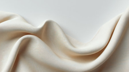 This image showcases a soft beige fabric draped elegantly, capturing the gentle folds and textures that inspire creativity in design, fashion, and decor.の素材