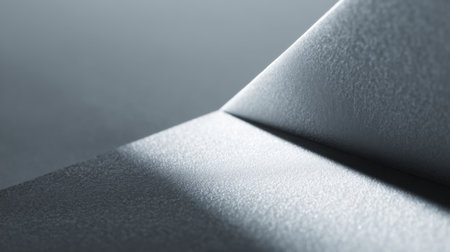 This image captures the interplay of light and shadow on a smooth surface, showcasing abstract curves and subtle reflections in gray tones for a modern aesthetic.の素材