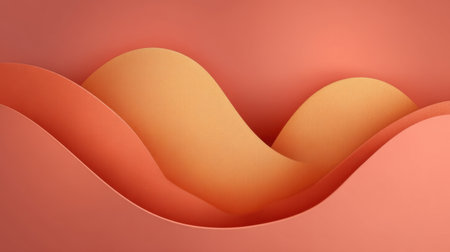 This abstract image features soft flowing waves in warm peach and apricot tones. It creates a calming atmosphere, perfect for modern design projects and backgrounds.の素材