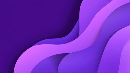 Vivid abstract background showcases wavy shapes in various shades of purple, ideal for creative projects, branding, or any modern design needs.の素材