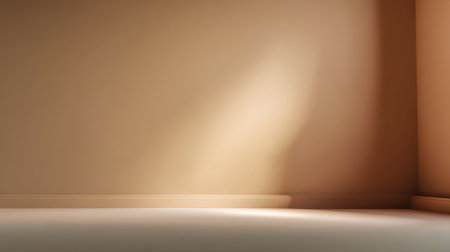 A minimalistic beige interior wall illuminated by soft lighting, creating a serene and inviting atmosphere perfect for showcasing design concepts and real estate.の素材