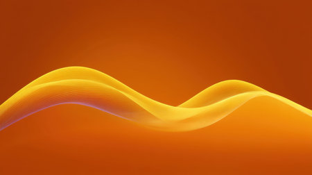 This abstract image features soft curves in yellow and orange, creating a harmonious flow against a warm gradient background, perfect for modern design projects.の素材