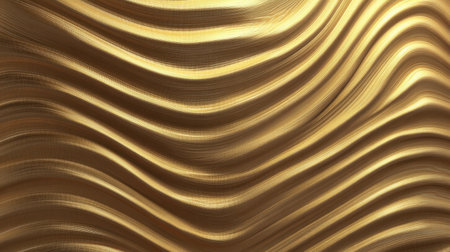 This image features a captivating texture of golden waves that create a sense of fluid motion and elegance, perfect for luxurious design backgrounds.の素材