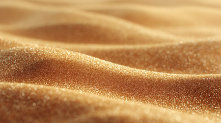 Stunning close-up of golden sand with gentle waves and sparkling reflections under natural light, ideal for backgrounds and artistic projects focused on nature.の素材