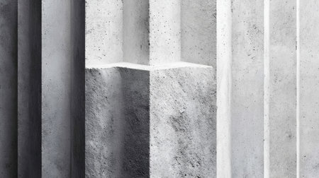 This image captures the essence of abstract concrete textures with vertical lines, featuring varying shades of gray that evoke an industrial and modern aesthetic ideal for design projects.の素材
