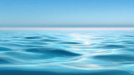 A tranquil seascape featuring gentle waves under a clear blue sky. This image evokes calmness and serenity, perfect for peaceful environments and relaxation themes.の素材