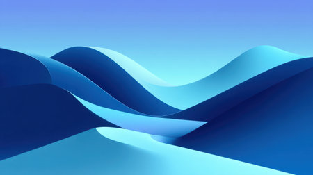 A stunning abstract design featuring smooth blue waves in a soft gradient, perfect for creating a tranquil atmosphere in creative and artistic projects.の素材