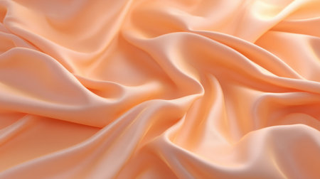 This image showcases a luxurious peach satin fabric, characterized by its smooth texture and elegant drapery perfect for fashion or interior design projects.の素材