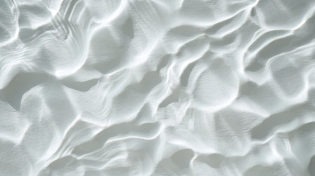 This image showcases a soft and textured white sand surface with gentle waves and patterns, perfect for evoking calmness, tranquility, and serene aesthetics in design.の素材
