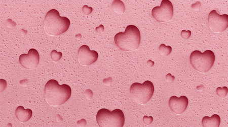 A delightful pink foam background featuring heart shapes that evoke feelings of love and affection, perfect for creative projects and romantic themes.の素材