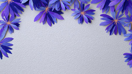 A stunning arrangement of purple flowers graces a textured background, perfect for creative projects, invitations, or artistic designs. Capture the beauty of nature.の素材