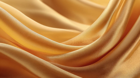 Discover the beauty of this smooth golden fabric with soft and elegant drapes, ideal for use in backgrounds, fashion shoots, or creative design projects.の素材