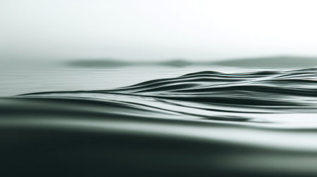A tranquil view of the calm water surface featuring gentle waves and soft reflections, perfect for evoking feelings of peace and relaxation in a minimalist setting.の素材