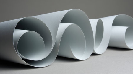 Elegant curves and smooth textures of white paper create a minimalist aesthetic. Perfect for design projects, crafts, and artistic concepts, enhancing visual appeal.の素材