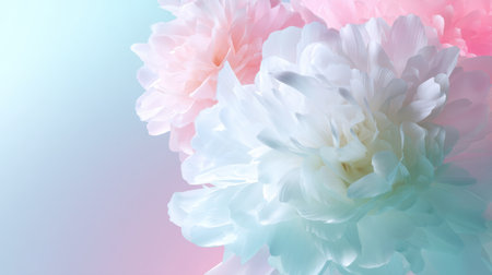 A stunning display of pastel peony flowers in soft colors, emphasizing delicate petals and textures against a gentle gradient background, perfect for serene compositions.の素材