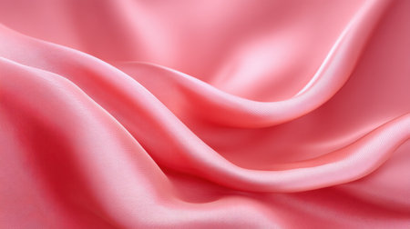 This image showcases a beautifully draped pink satin fabric with smooth waves and a soft texture, perfect for use in fashion, backgrounds, and design projects.の素材