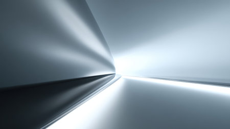 Explore a serene abstract image featuring smooth light patterns and elegant gradients. This visually captivating scene embodies modern design and dynamic reflections.の素材