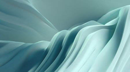 This captivating abstract image features soft turquoise waves of fabric that create a serene and tranquil atmosphere, ideal for artistic projects and calming backgrounds.の素材