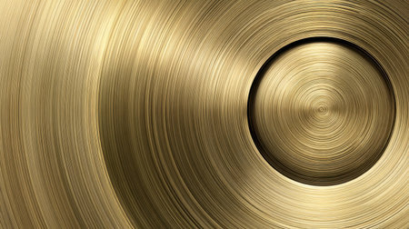 A sleek and smooth gold background featuring a circular design creates a luxurious and elegant feel, perfect for digital art, branding, and upscale projects.の素材