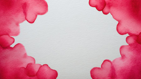 This vibrant watercolor background features bright red heart shapes, perfect for adding a romantic touch to various creative projects and decorative artwork.の素材
