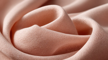 Captivating close-up of soft peach fabric showcasing its smooth texture and elegant draping qualities. Ideal for fashion, decor, and textile design projects.の素材