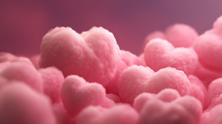 A serene composition of soft pink hearts resting on a gentle surface, creating an enchanting mood perfect for romance and celebration themes. Ideal for various projects.の素材