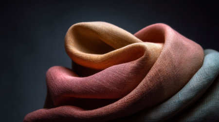 A captivating image of draped fabric in warm tones, showcasing intricate textures and shadows. Perfect for creative projects in fashion and interior design.の素材