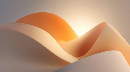 This abstract image features soft curves and waves in warm gradients, creating a tranquil and serene atmosphere ideal for design projects and creative uses.の素材