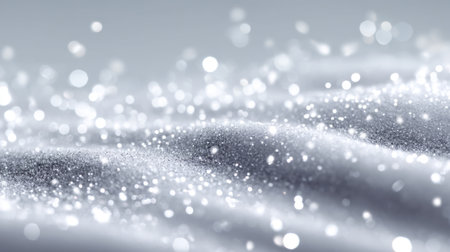 This captivating image features a soft white texture lit by sparkling bokeh lights. It evokes a sense of tranquility and elegance, ideal for seasonal projects.の素材