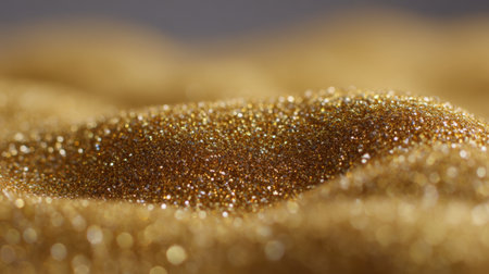 A captivating image showcasing shimmering gold glitter with soft focus and bokeh effects, ideal for backgrounds or artistic projects seeking elegance and luxury.の素材