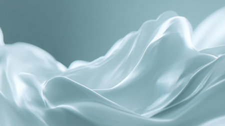 This stunning image captures the elegance of light blue fabric draped softly, creating gentle waves that evoke tranquility and artistic beauty for design purposes.の素材