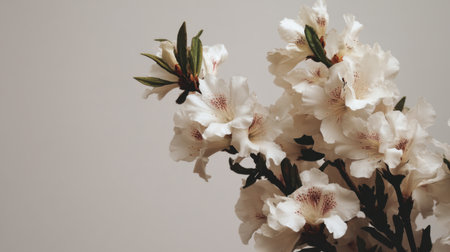 A beautiful arrangement of delicate white flowers featuring subtle red spot patterns on the petals, perfect for enhancing any aesthetic with its soft elegance and charm.の素材