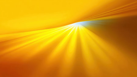 This vibrant image features a golden sunrise illuminating a smooth horizon with soft rays of light, blending shades of yellow and blue, evoking warmth and tranquility.の素材