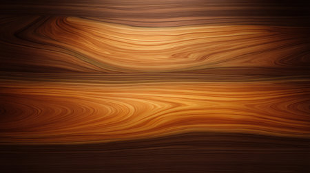 This image showcases a polished wooden surface with intricate grain patterns. The warm tones and smooth finish make it perfect for various design projects and backgrounds.の素材