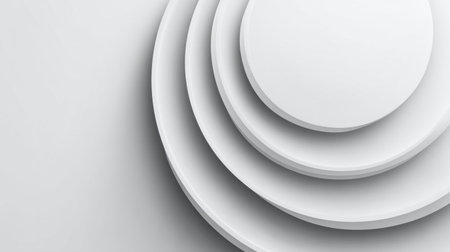 A modern abstract design showcasing circular layers in varying sizes against a soft gray background, perfect for minimalistic art, decor, or creative projects.の素材